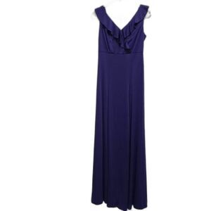 Southeastern Maxi Dress Womens 6 Purple Sleeveless V Neck Ruffle Flare Stretch